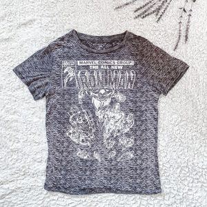 Marvel Comics Iron Man gray and white soft t shirt